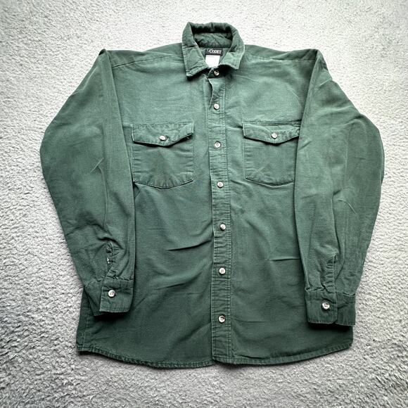 Vintage Codet Heavy Flannel Long Sleeve Shirt Mens Medium Button Up Cotton Green - Picture 1 of 12